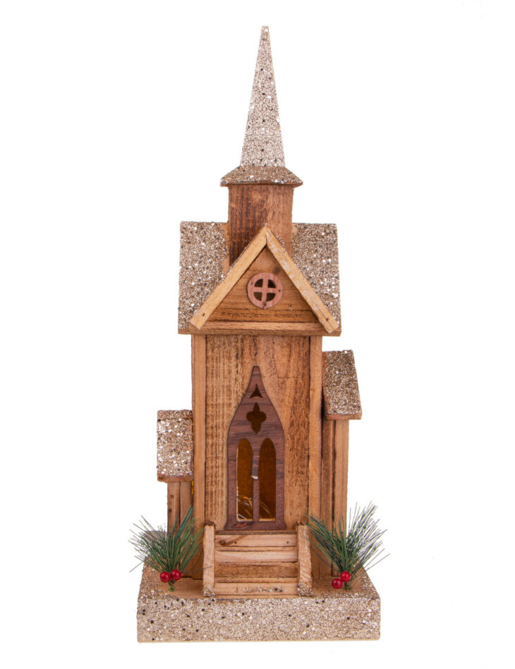 Chiesetta in Legno con Luci Led